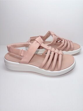 Clarks Pink Strappy Cloudsteppers Sandals